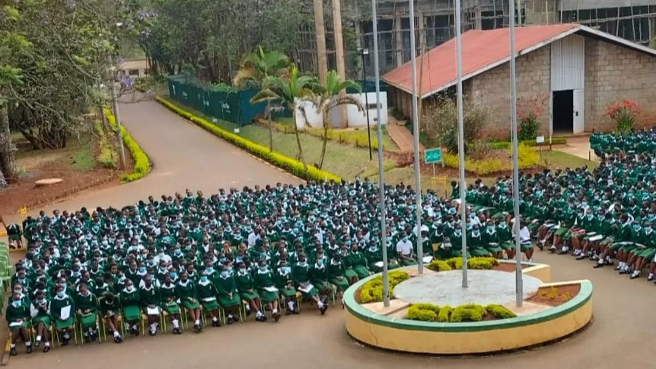 Students seated at a school gathering
